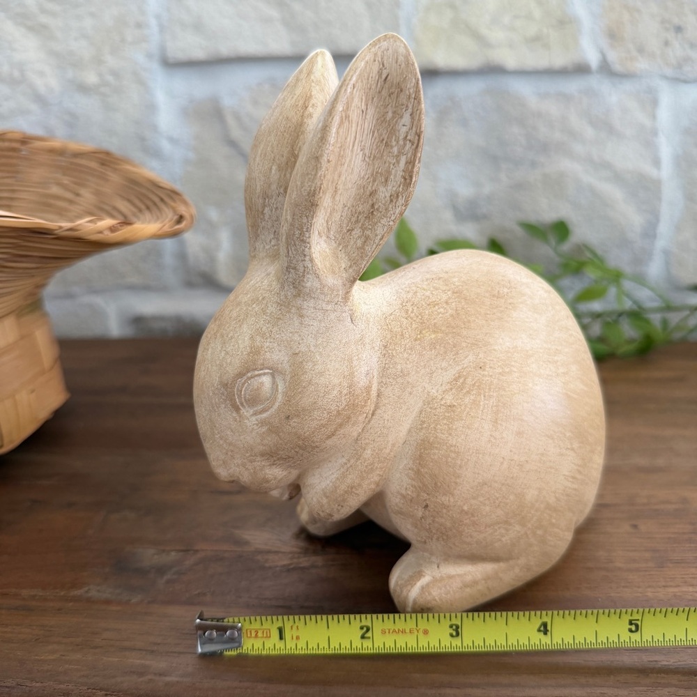 Rustic wooden Bunny Figurine - Neutral Beige - Home Accents - Picture 5 of 5
